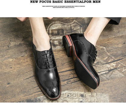Men's Classic Italian Oxford Dress Shoes – Pointed Toe, Microfiber, Formal Business Shoes