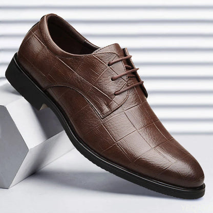 Men's Soft Sole Business Casual Loafers – Breathable PU, Lace-Up, Versatile Work Shoes