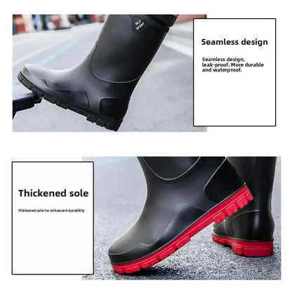 German Style Men's Rain Boots Long High Tube Waterproof Outdoor Camping Fishing Snake Bite Resistant Thickened Rubber Shoes