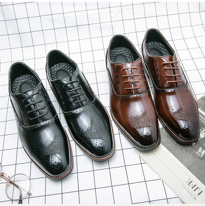 Men's Classic Italian Oxford Dress Shoes – Pointed Toe, Microfiber, Formal Business Shoes
