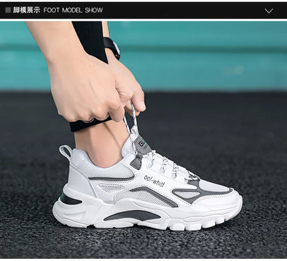 Men's Breathable Mesh Soft Sole Running Sneakers – Lace-Up, All-Season Comfort Walking Shoes
