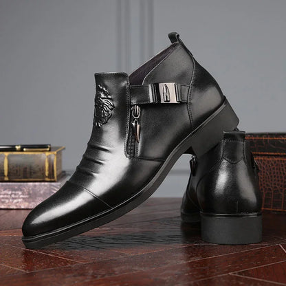 Men's Pointed Toe Chelsea Ankle Boots – British Style, Zip Closure, Business Casual Leather Shoes