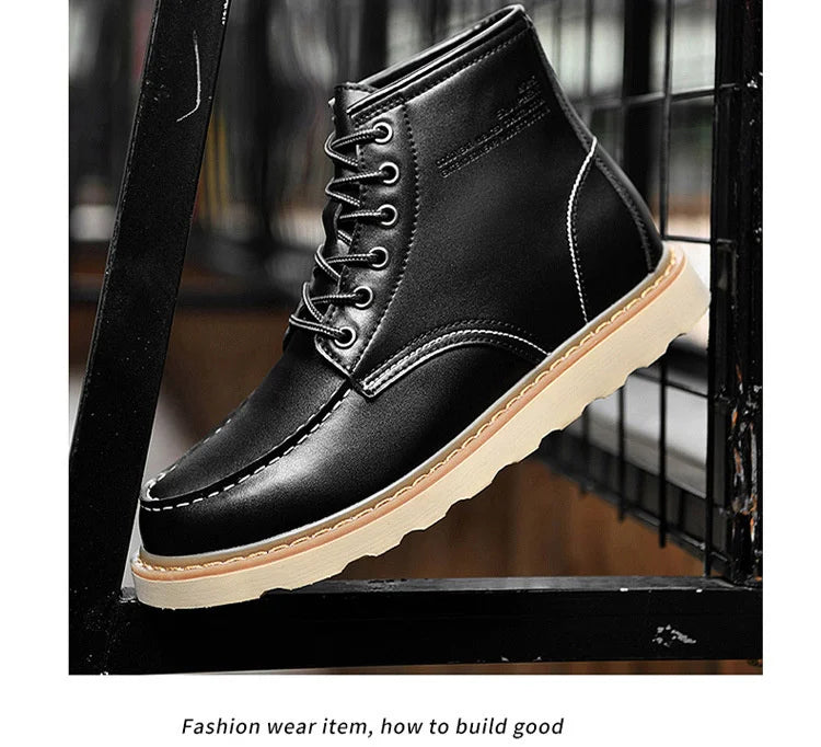 Men's Elevator Hidden Heel Boots – Height Increasing 6CM 8CM 10CM, Microfiber Leather, Warm Lining