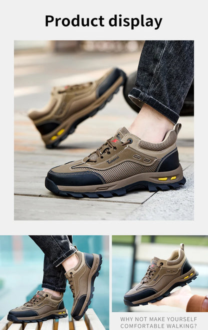 Men's Anti-Piercing Work Safety Boots – Puncture-Proof, Lace-Up, Protective Summer Shoes