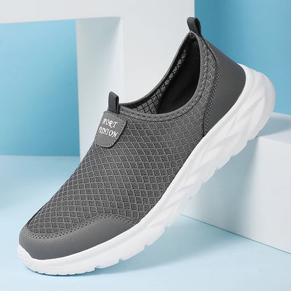 Men's Classic Breathable Mesh Slip-On Sneakers – Lightweight, Anti-Odor, Casual Running Shoes