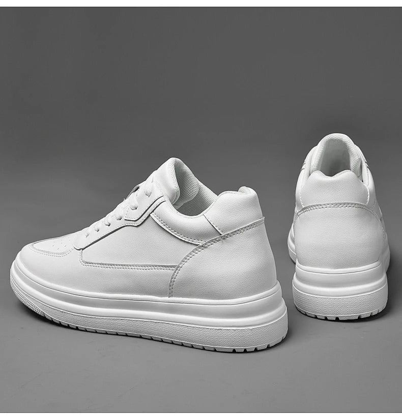 Men's Height Increasing Leather Platform Sneakers – 6/8/10cm Elevator Lace-Up Luxury Shoes