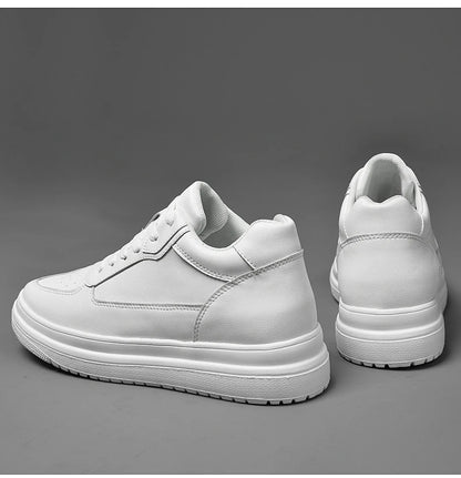 Men's Height Increasing Leather Platform Sneakers – 6/8/10cm Elevator Lace-Up Luxury Shoes