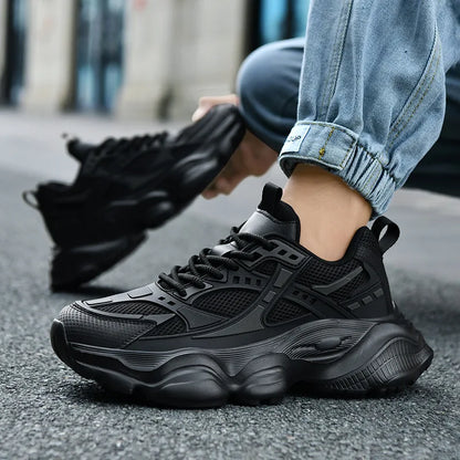 Men's Platform Street Athletic Sneakers – Breathable Air Mesh, Lace-Up, Plus Size Up to 52