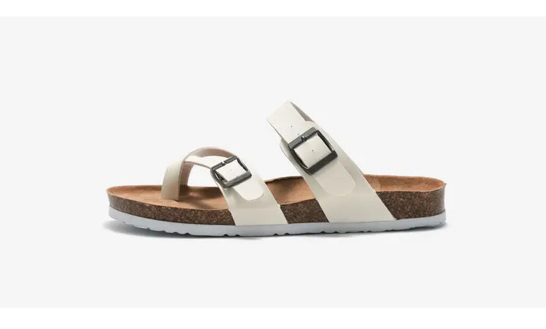Men's Cork Style Beach Sandals – Metal Detail, EVA Sole, Fashion Summer Flip Flops