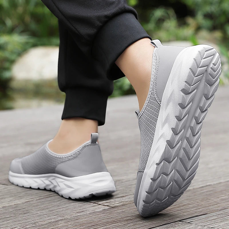 Men's Classic Breathable Mesh Slip-On Sneakers – Lightweight, Anti-Odor, Casual Running Shoes