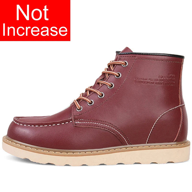 Men's Elevator Hidden Heel Boots – Height Increasing 6CM 8CM 10CM, Microfiber Leather, Warm Lining