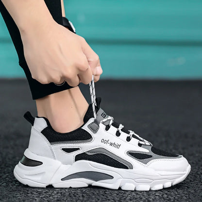Men's Breathable Mesh Soft Sole Running Sneakers – Lace-Up, All-Season Comfort Walking Shoes