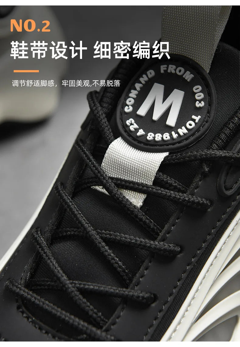 Men's Luxury Breathable Sneakers – Lace-Up, Anti-Odor, Casual Trainer Running Shoes