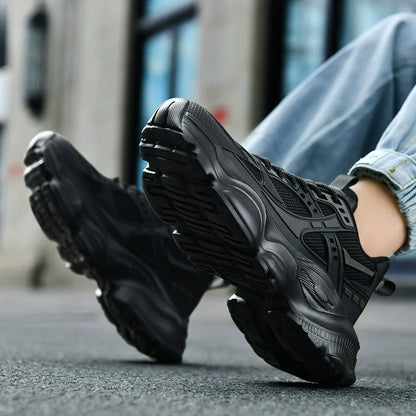 Men's Platform Street Athletic Sneakers – Breathable Air Mesh, Lace-Up, Plus Size Up to 52