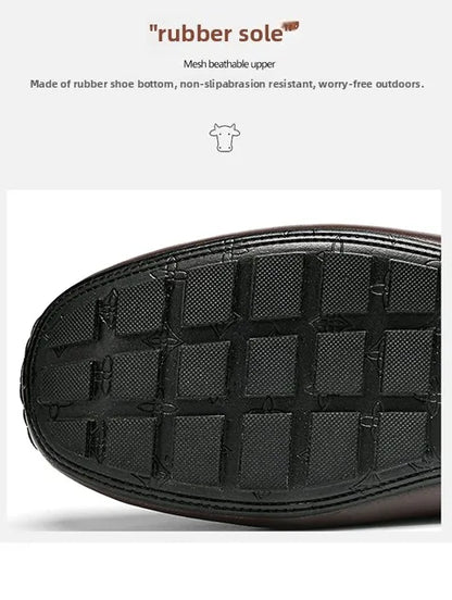 Men's Top-Grain Cowhide Business Casual Leather Loafers – Breathable, Sophisticated Summer Shoes