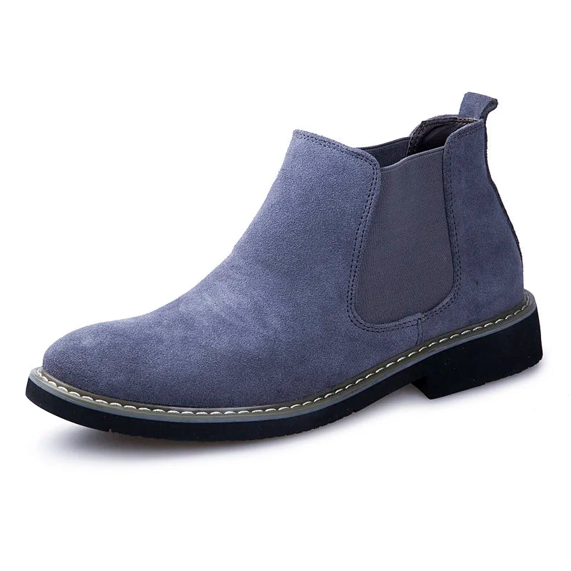 Men's British Style Chelsea Boots – Suede Leather, Slip-On, Pointed Toe Ankle Boots