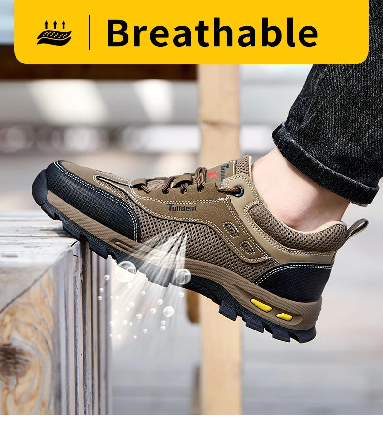 Men's Anti-Piercing Work Safety Boots – Puncture-Proof, Lace-Up, Protective Summer Shoes