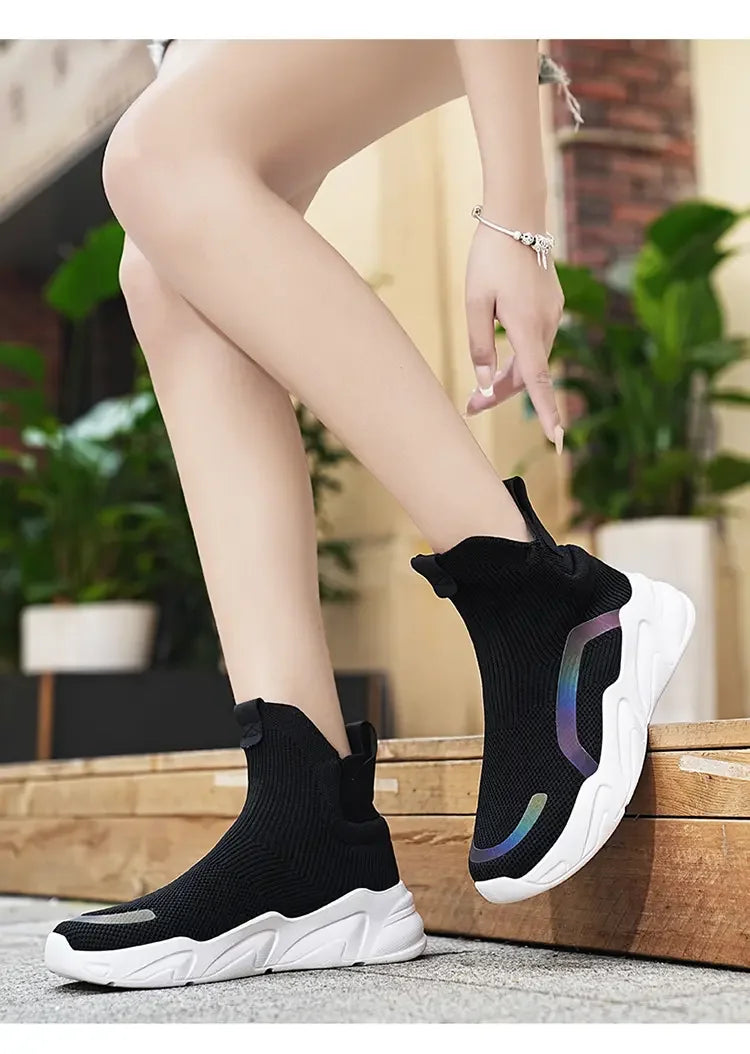 Men's Flyknit Slip-On Fashion Loafer Sneakers – Height Increasing, Anti-Odor, Casual Shoes