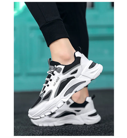 Men's Breathable Mesh Soft Sole Running Sneakers – Lace-Up, All-Season Comfort Walking Shoes