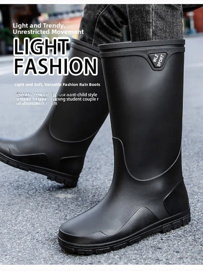 German Style Men's Rain Boots Long High Tube Waterproof Outdoor Camping Fishing Snake Bite Resistant Thickened Rubber Shoes