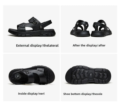 Golden Camel Men's Classic Genuine Leather Sandals – Ankle-Wrap, Lightweight, Casual Outdoor