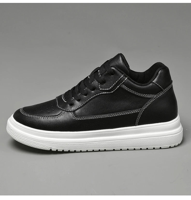 Men's Height Increasing Leather Platform Sneakers – 6/8/10cm Elevator Lace-Up Luxury Shoes
