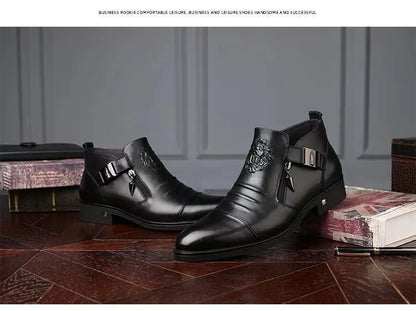 Men's Pointed Toe Chelsea Ankle Boots – British Style, Zip Closure, Business Casual Leather Shoes