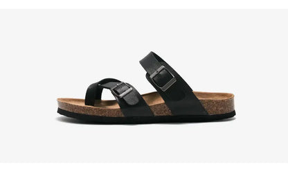 Men's Cork Style Beach Sandals – Metal Detail, EVA Sole, Fashion Summer Flip Flops
