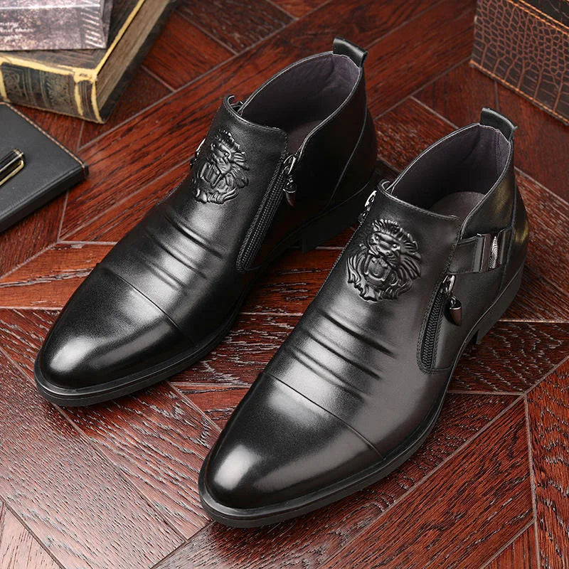 Men's Pointed Toe Chelsea Ankle Boots – British Style, Zip Closure, Business Casual Leather Shoes