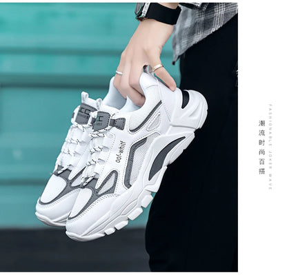 Men's Breathable Mesh Soft Sole Running Sneakers – Lace-Up, All-Season Comfort Walking Shoes
