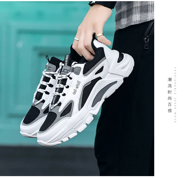 Men's Breathable Mesh Soft Sole Running Sneakers – Lace-Up, All-Season Comfort Walking Shoes