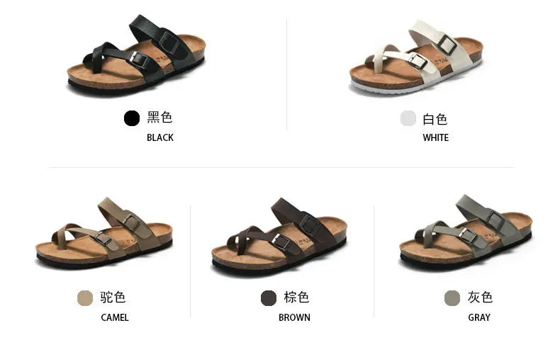 Men's Cork Style Beach Sandals – Metal Detail, EVA Sole, Fashion Summer Flip Flops