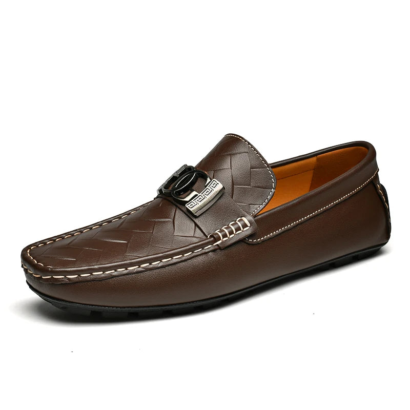Men's Top-Grain Cowhide Business Casual Leather Loafers – Breathable, Sophisticated Summer Shoes