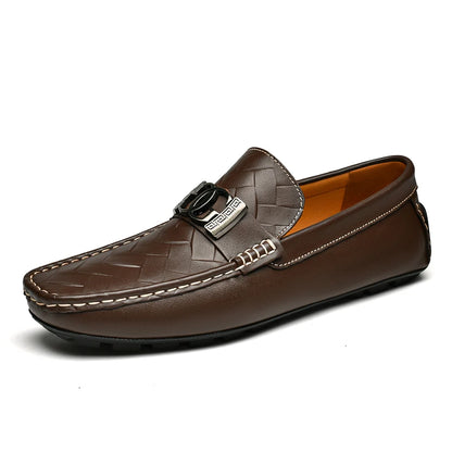 Men's Top-Grain Cowhide Business Casual Leather Loafers – Breathable, Sophisticated Summer Shoes