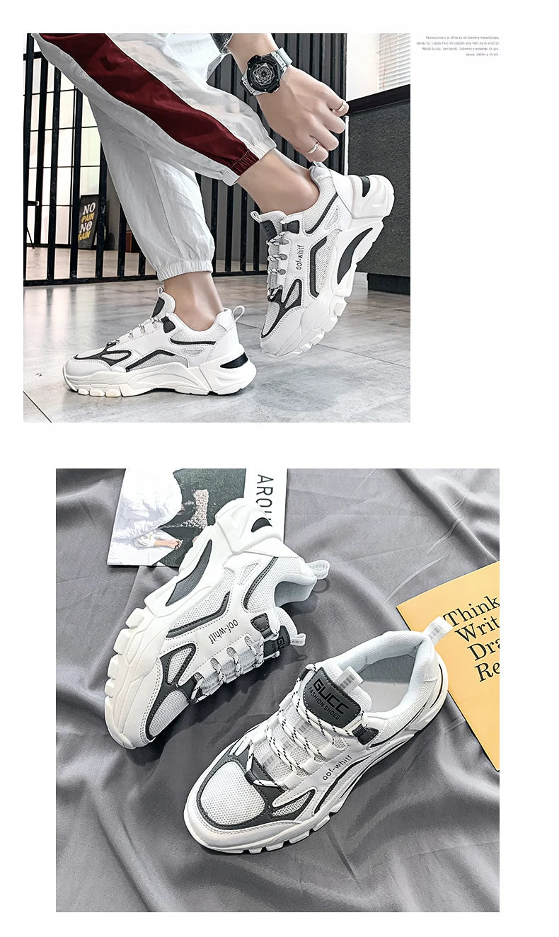 Men's Breathable Mesh Soft Sole Running Sneakers – Lace-Up, All-Season Comfort Walking Shoes