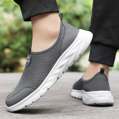 Men's Classic Breathable Mesh Slip-On Sneakers – Lightweight, Anti-Odor, Casual Running Shoes