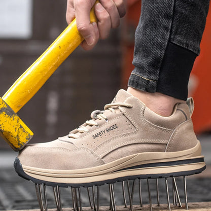 Men's Indestructible Steel Toe Safety Work Boots – Puncture-Proof, Cow Suede, Breathable Work Sneakers