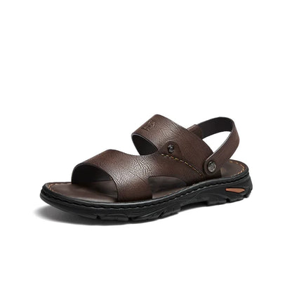 Golden Camel Men's Classic Genuine Leather Sandals – Ankle-Wrap, Lightweight, Casual Outdoor