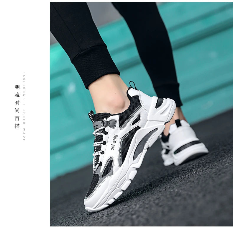 Men's Breathable Mesh Soft Sole Running Sneakers – Lace-Up, All-Season Comfort Walking Shoes