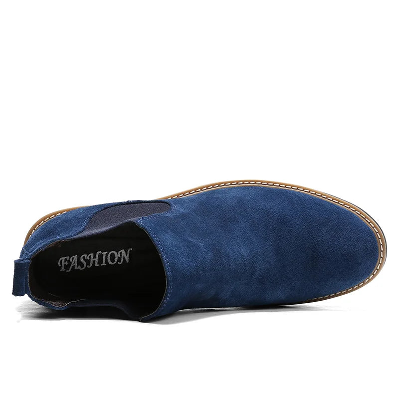 Men's British Style Chelsea Boots – Suede Leather, Slip-On, Pointed Toe Ankle Boots