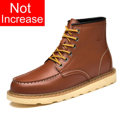 Men's Elevator Hidden Heel Boots – Height Increasing 6CM 8CM 10CM, Microfiber Leather, Warm Lining