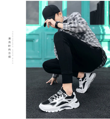 Men's Breathable Mesh Soft Sole Running Sneakers – Lace-Up, All-Season Comfort Walking Shoes