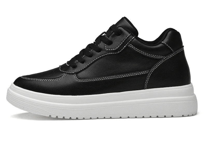 Men's Height Increasing Leather Platform Sneakers – 6/8/10cm Elevator Lace-Up Luxury Shoes