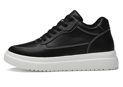 Men's Height Increasing Leather Platform Sneakers – 6/8/10cm Elevator Lace-Up Luxury Shoes