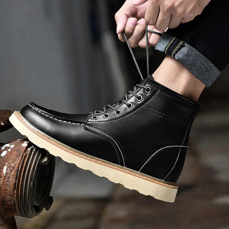 Men's Elevator Hidden Heel Boots – Height Increasing 6CM 8CM 10CM, Microfiber Leather, Warm Lining