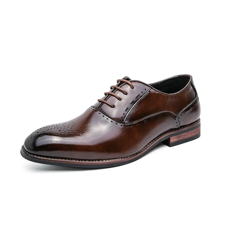 Men's Classic Italian Oxford Dress Shoes – Pointed Toe, Microfiber, Formal Business Shoes