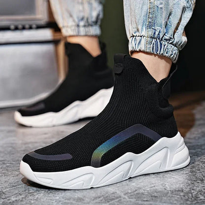 Men's Flyknit Slip-On Fashion Loafer Sneakers – Height Increasing, Anti-Odor, Casual Shoes