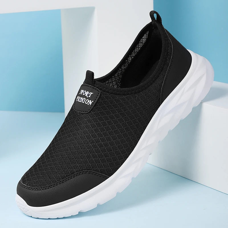 Men's Classic Breathable Mesh Slip-On Sneakers – Lightweight, Anti-Odor, Casual Running Shoes
