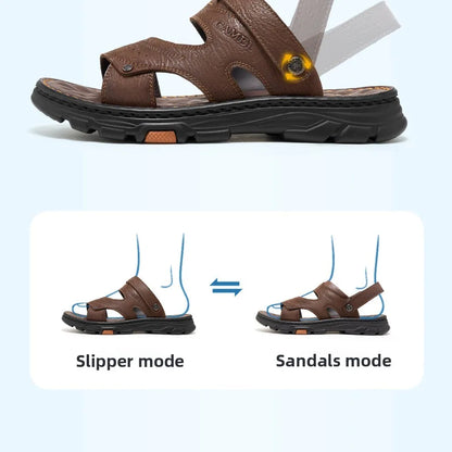 Golden Camel Men's Classic Genuine Leather Sandals – Ankle-Wrap, Lightweight, Casual Outdoor