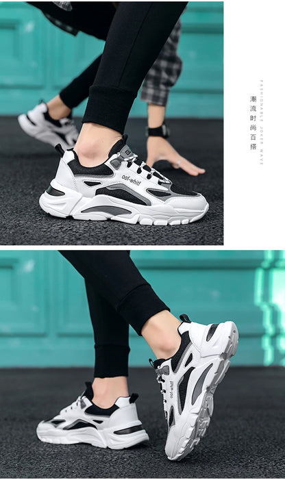 Men's Breathable Mesh Soft Sole Running Sneakers – Lace-Up, All-Season Comfort Walking Shoes